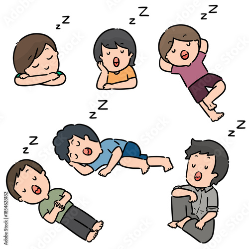 vector set of men sleeping