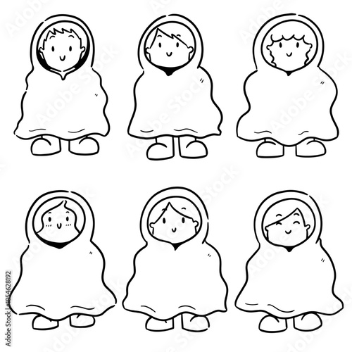 vector set of people in raincoat