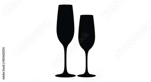 Elegant black glasses a romantic pairing for a toast or celebration silhouette