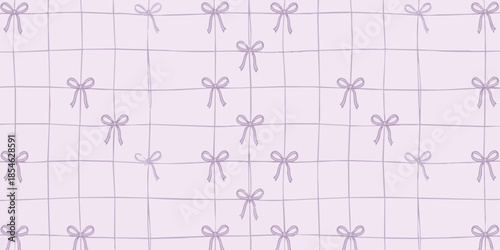 A serene lavender grid pattern adorned with elegant bows, creating a soothing visual texture.