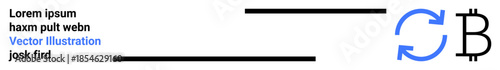 Cryptocurrency, blockchain, digital finance, token economy, Bitcoin transactions, decentralized systems. Bitcoin logo combined with refresh arrows. Cryptocurrency and blockchain concept