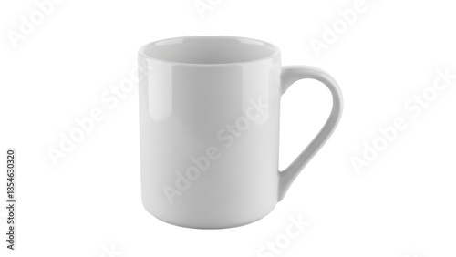 Obraz na plátně Plain white ceramic mug isolated PNG, simple coffee cup for hot beverages on tra