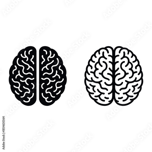 Vector illustration of a human brain designed as a nature concept with green leaves and tree patterns to represent a cerebral mind and organic intelligence in a vintage art style