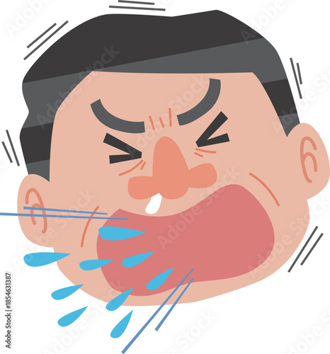 くしゃみをする男性の顔