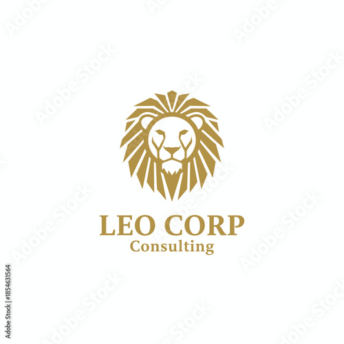 An elegant gold lion head logo for "Leo Corp Consulting," symbolizing strength, leadership, and professional excellence in corporate advisory services