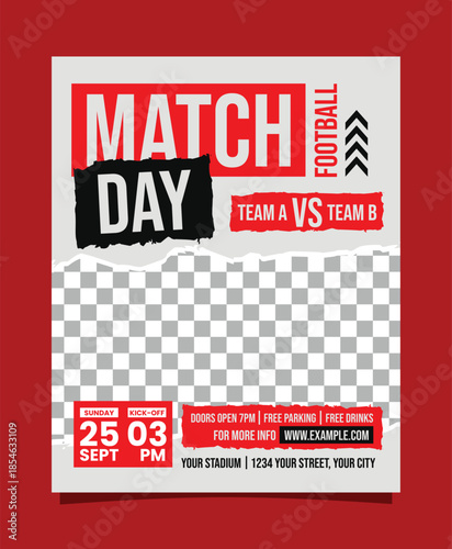 Red and White Football Match Day Vertical Flyer Or Poster Social Media Template Design