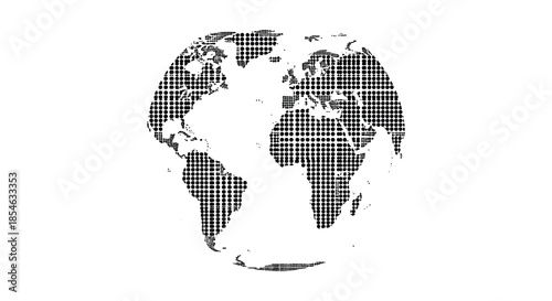 A detailed black and white illustration of planet earth a global representation silhouette