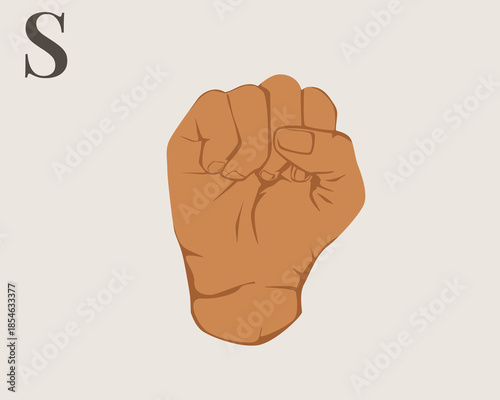 Hand Sign Language Letter S Vector. American Sign Language ASL Alphabet Vector. Editable Vector