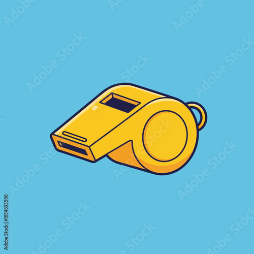 Yellow Whistle Illustration on Blue Background.