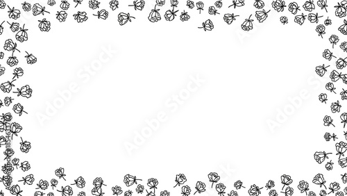 Elegant minimalistic frame with hand drawn roses, perfect for wedding invitations and various