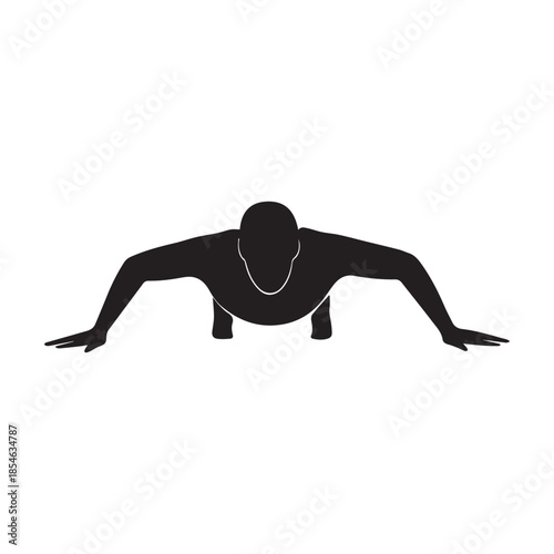 Adobe Illustrator ArtworkA powerful silhouette illustration of a person performing a push-up exercise