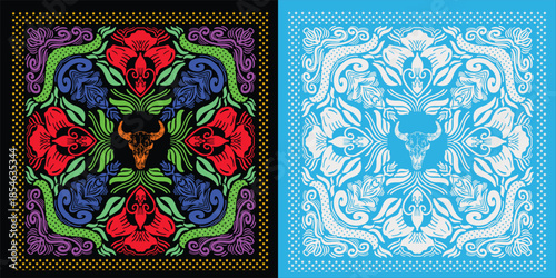 TWO BANDANA UNIQ FULL COLOR AND WHITE