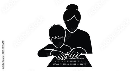 A tender moment between a mother and child captured in a striking black silhouette