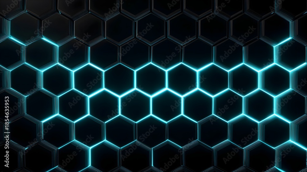 Fototapeta premium Hexagonal structure with glowing edge