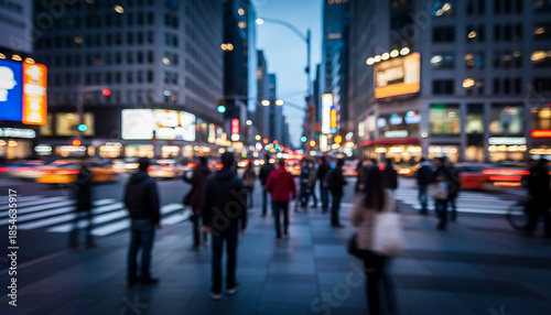 Out of focus, blurred city street, dynamic traffic, long exposure, urban life, people, cars, night photography, vibrant background