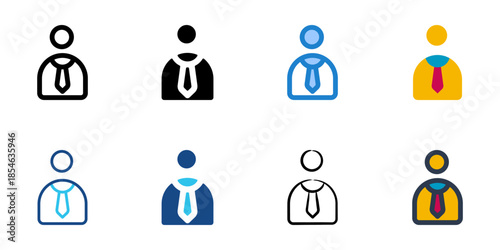 user account icons set multiple style collection. Editable stroke 
