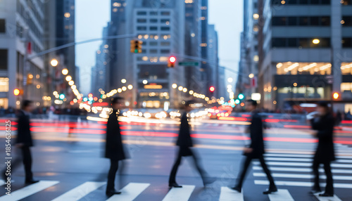 Out of focus, long exposure, blurred city, dynamic traffic, urban life, people, cars, vibrant energy