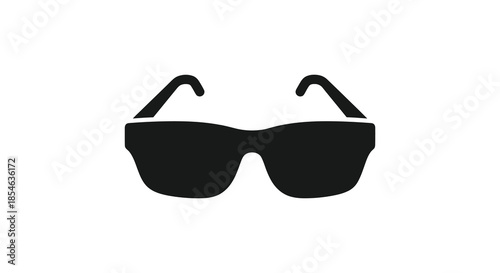 A striking black eyewear design presented as a minimalist graphic a bold silhouette