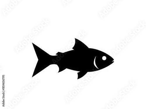 Simple black silhouette of a fish on white background isolated on transparent background