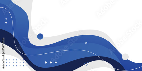 Abstract blue and white wave background with geometric shapes, suitable for modern templates, business banners, brochures, flyers, presentations, web, and headers