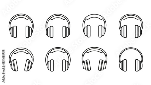 Seamless grid of minimal headphone outline icons in consistent line art