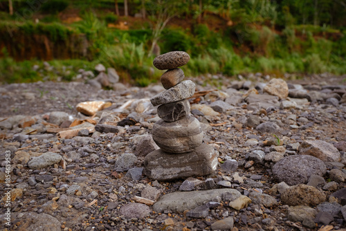 Stacked Rocks on Stony Ground Outdoors