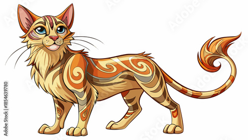 A vector illustration of a graceful cat with elegant posture, isolated on a white background