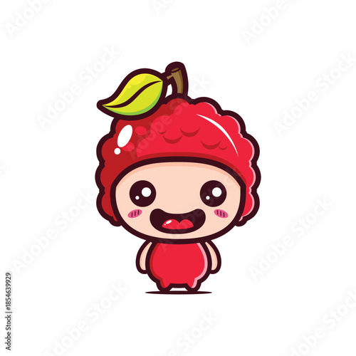 cute chibi cartoon lychee mascot