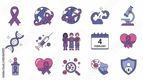 Health Awareness Ribbon Vector Icons Set