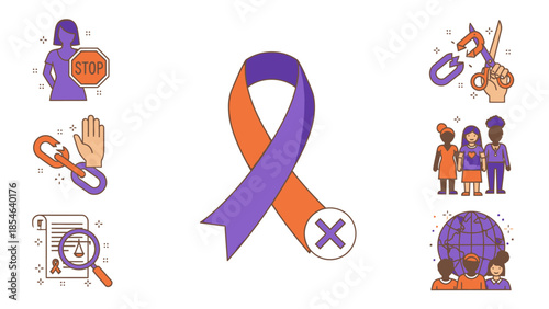 Women's Rights, End Violence, Legal Justice Icons