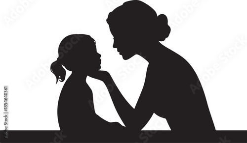Silhouette of Woman and Child Embracing embrace