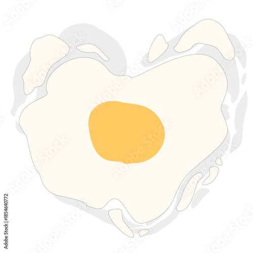 minimalist and soft illustration of a fried egg naturally forming a heart shape. This piece explores the concept of 'Comfort Food' and the simple love found in everyday morning rituals. The gentle, or