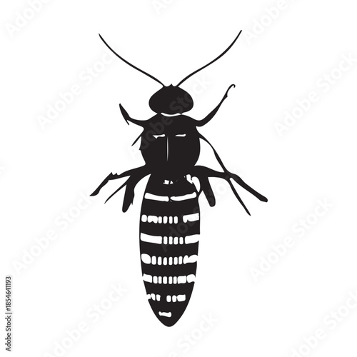 Detailed black silhouette of a wasp with distinctive stripes
