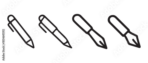 A simple line drawing depicts four different styles of writing pens.