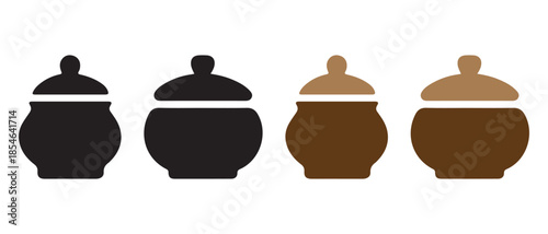 Ceramic jars in varying shades of black and brown depicted as silhouettes.