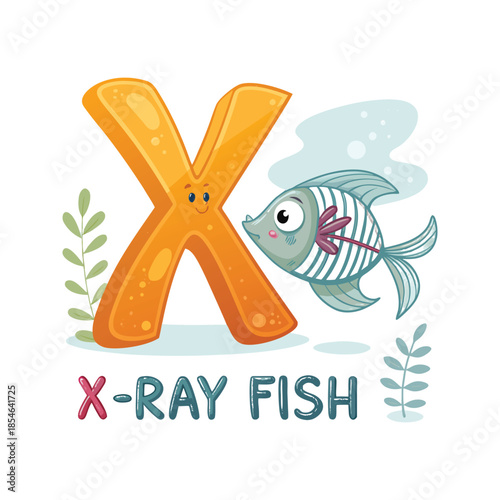 X-Ray Fish Illustration with Letter X Alphabet
