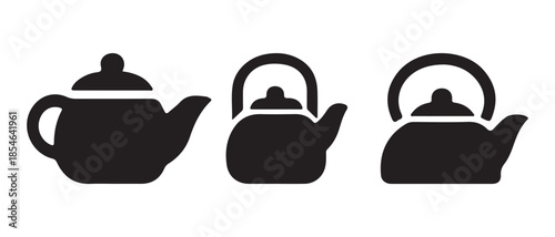 Black teapots icons set. on a white background.