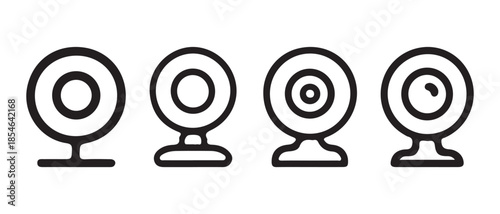 Set of different webcam icons in outline style.