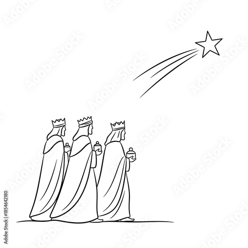 outline Three Wise Men Following a Star