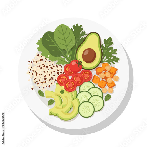 Healthy Quinoa Bowl with Fresh Vegetables and Avocado