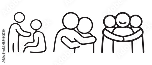 Empathy and support icons isolated on white background.