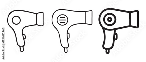Hair dryer icons set isolated on white background
