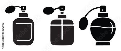 Perfume bottle silhouettes isolated on white background