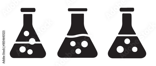 Conical flasks science icon set isolated on white background.