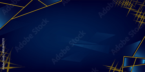 Blue Golden Polygonal Edge Triangle Corner. Royal Awards Graphics Background. Glowing Lines Elegant Shine Modern Template. Luxury Premium Corporate Template. Triangle shape Abstract Certificate