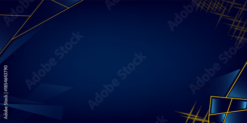 Blue Golden Polygonal Edge Triangle Corner. Royal Awards Graphics Background. Glowing Lines Elegant Shine Modern Template. Luxury Premium Corporate Template. Triangle shape Abstract Certificate