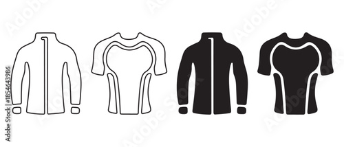 Collection of athletic and performance sportswear icons for training and outdoor activities.