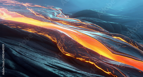 Obraz na płótnie Red hot lava flowing.