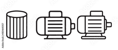 Outline icons illustrating a cylindrical filter tank and two electric water pump motors.