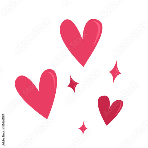 Floating Pink and Red Heart decoration. valentine day concept